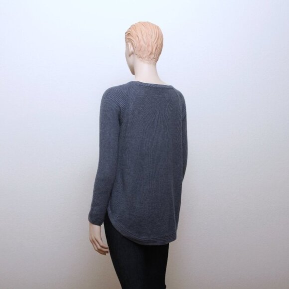 INC Rib Zipper Detail Mini Waffle Crew Neck Wool Blend Sweater Blue Women Size S - Picture 5 of 7